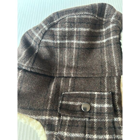 Stetson Trapper Winter Hat Brown Plaid Wool Blend Faux Sherpa Fur Lined One Size - Picture 8 of 8